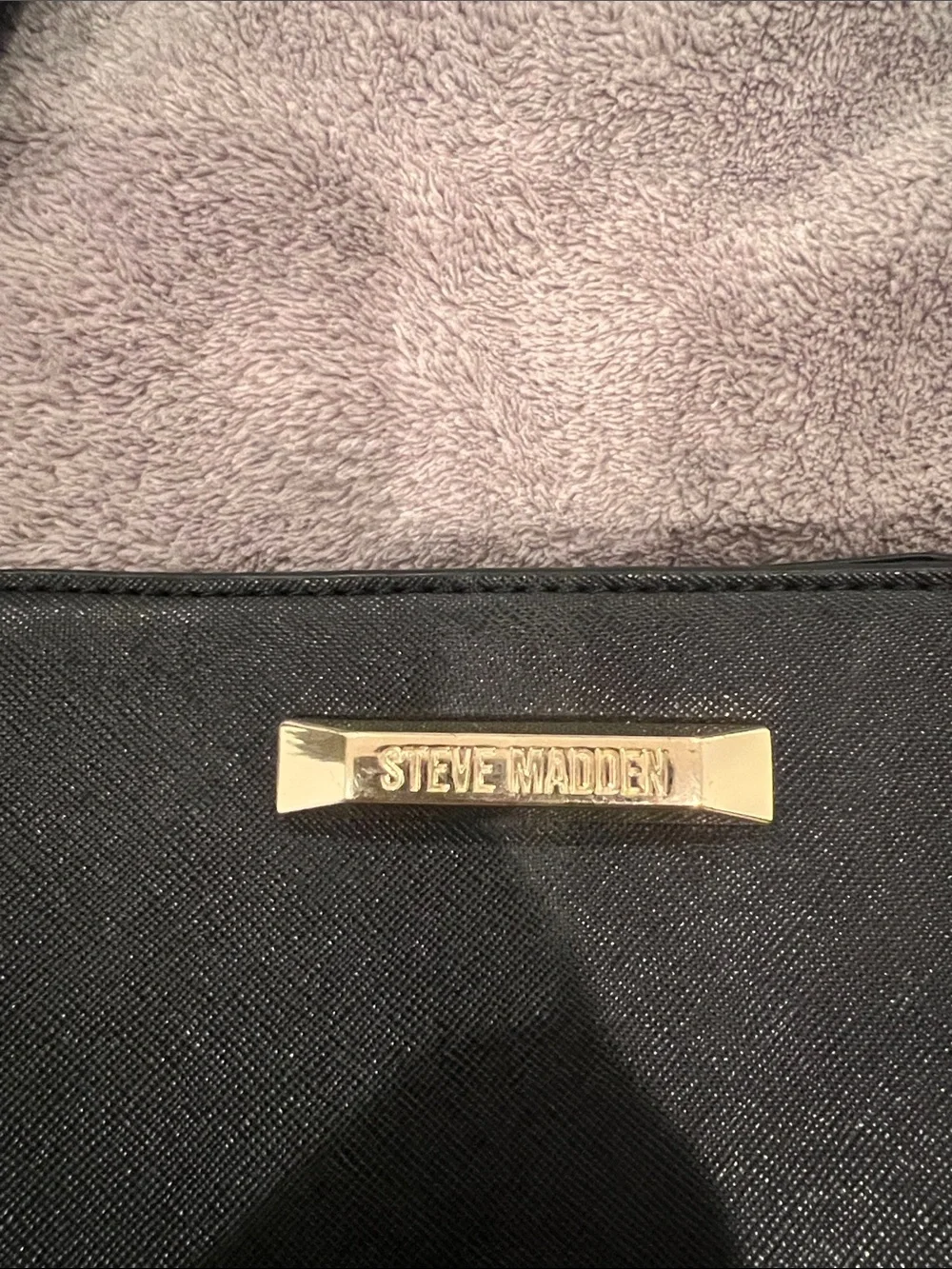 Steve Madden Black Crossbody with Gold Plate